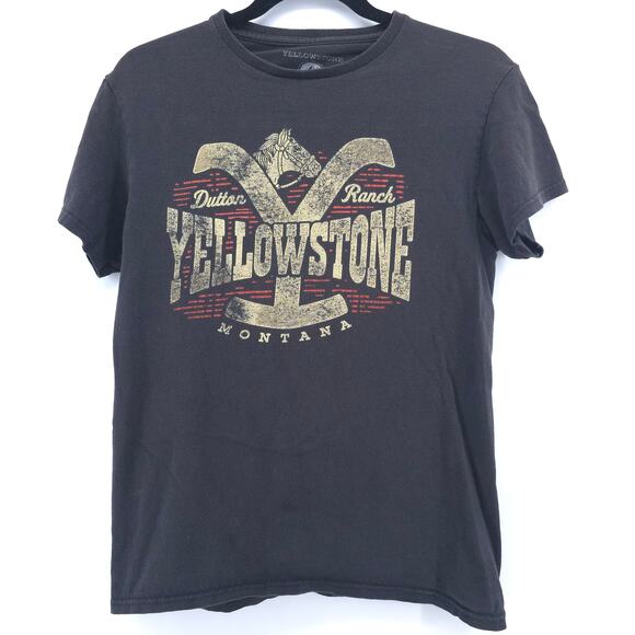 Yellowstone Womens Dutton Ranch Graphic Tee Logo Short Sleeve Dark Gray Small - Picture 1 of 8